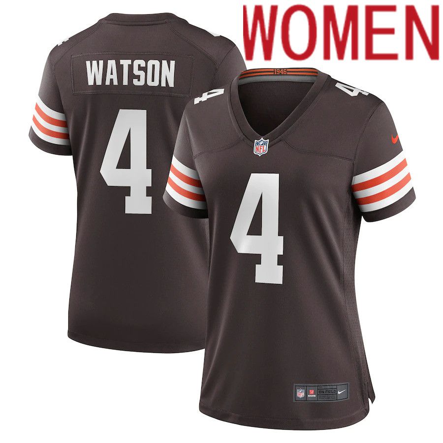 Women Cleveland Browns 4 Deshaun Watson Nike Brown Game NFL Jersey